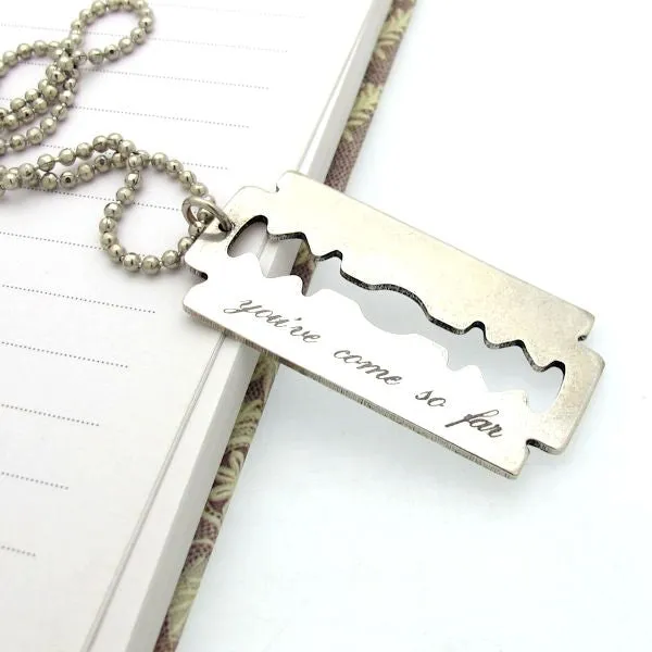 Custom Razor Blade Pendant Necklace for Men