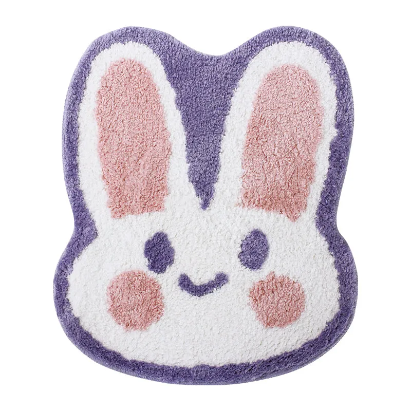 Cute Purple Smile Bunny Rabbit Soft Plush Rug Carpets Decor