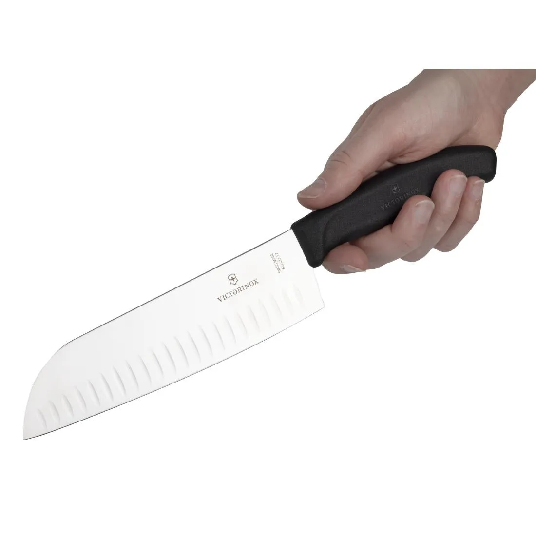 D828 Victorinox Santoku Knife Fluted Edge 17cm