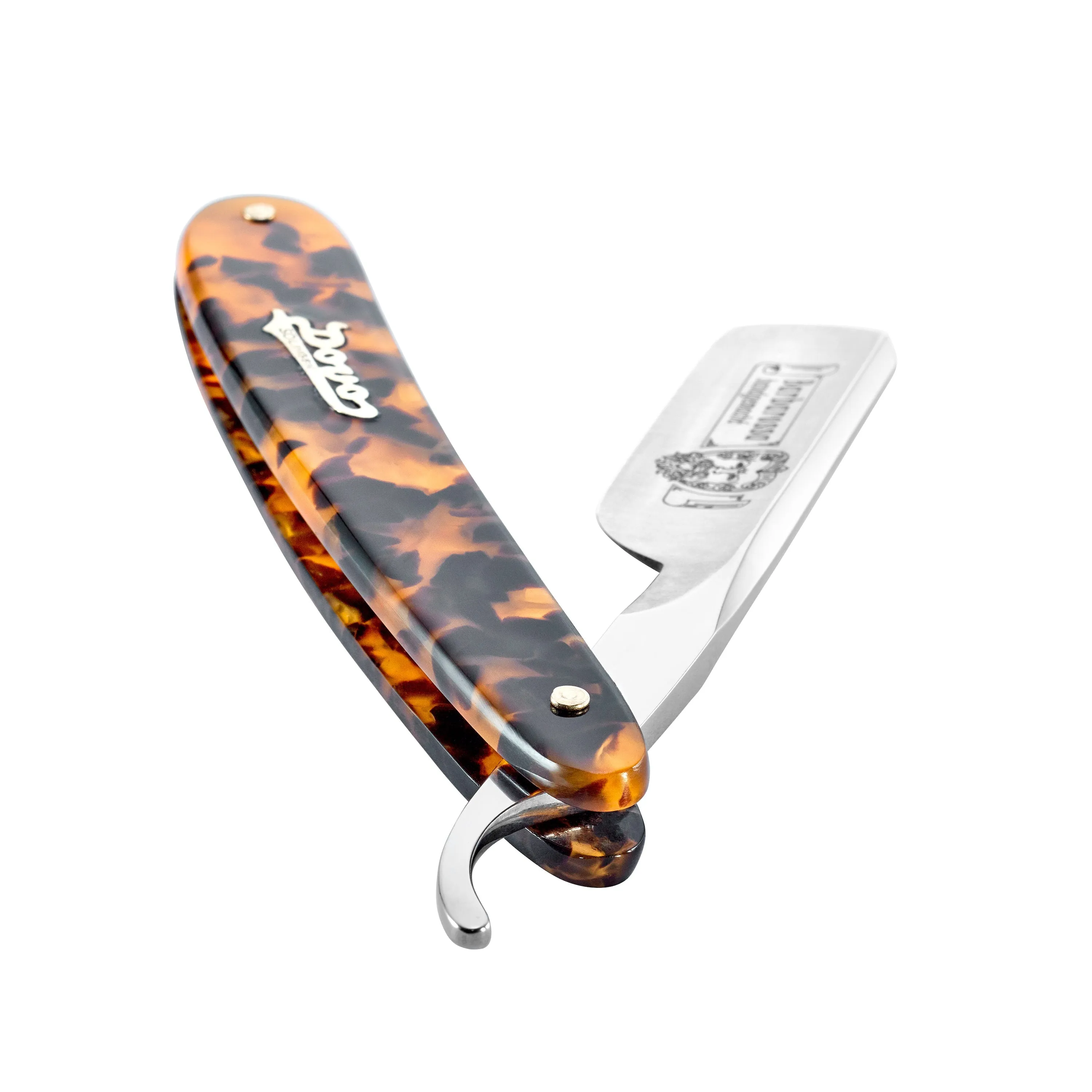 Dovo - "Barbarossa" Straight Razor, Imitation Tortoise Shell Handle, Round Point, 5/8"