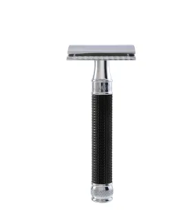 Edwin Jagger - DE3DBC15 3D Diamond Effect Black Chrome Handle Double Edge Safety Razor