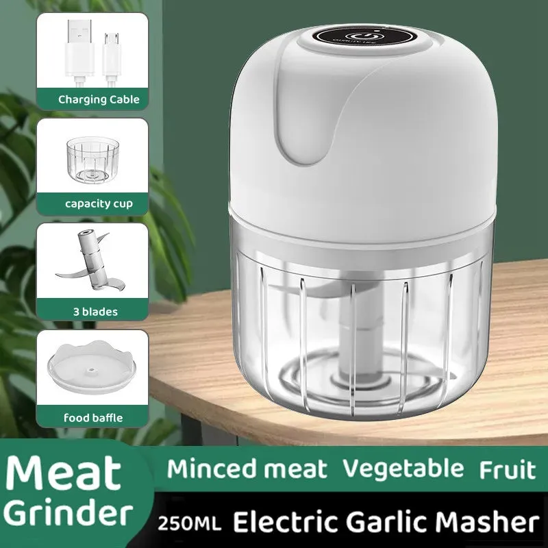 Electric Kitchen Chopper Garlic Masher Meat Grinder Mini Food Garlic Vegetable Chopper Crusher Rechargeable Food Processor