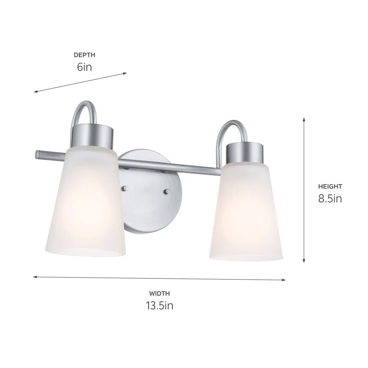 Erma 14 in. 2 Lights Vanity Light Brushed Nickel finish