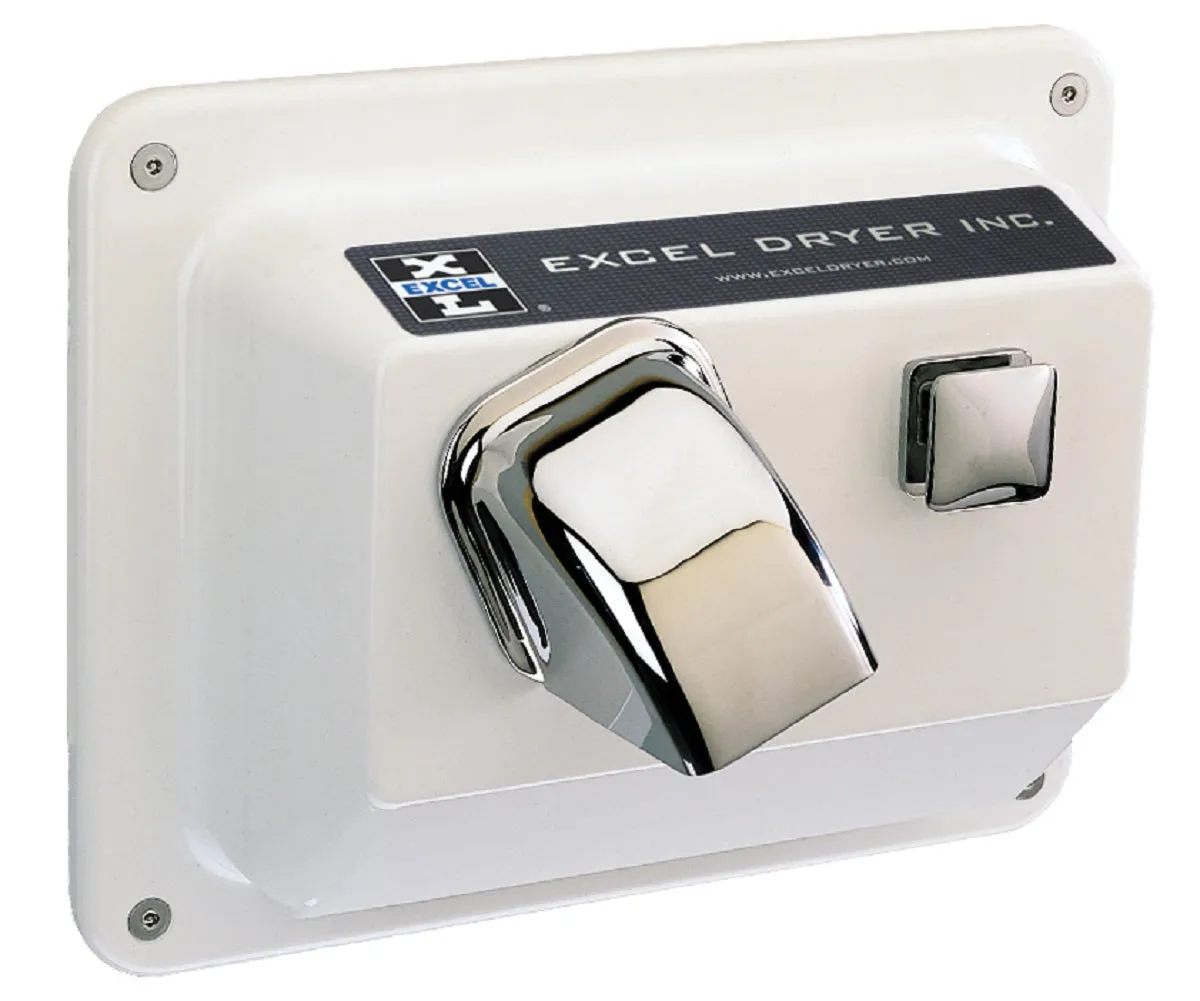 Excel Dryer Hands On® R76-W Hand Dryer - White Epoxy on Zinc Alloy Push-Button Semi Recessed