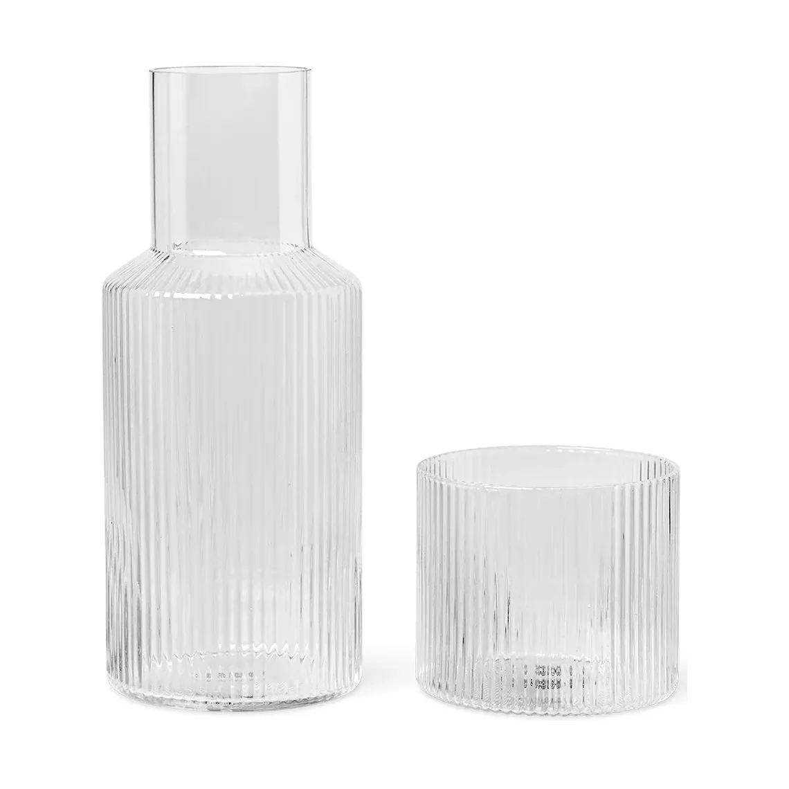 ferm Living Ripple Small Carafe & Glass Set in Clear Glass