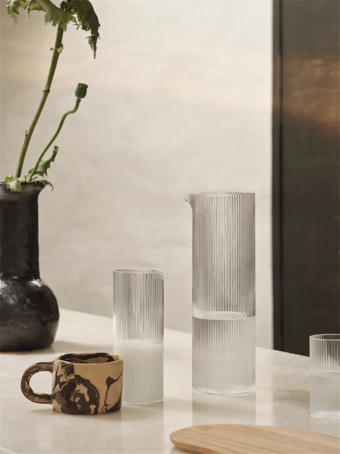 ferm Living Ripple Water Jug in Clear Glass