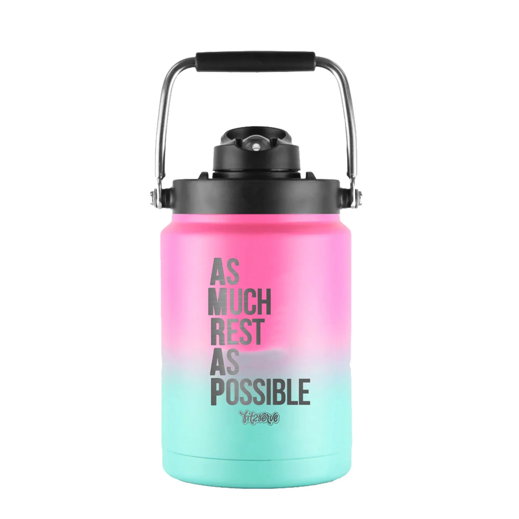 FIT2SERVE As Much Rest As Possible Half Gallon Jug - Mint Pink Ombre