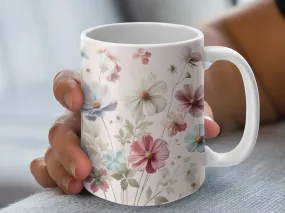 Floral Mug, Botanical Coffee Cup, Pastel Flowers Kitchen Decor, Spring Blooms Tea Mug, Garden Lover Gift, Soft Tones Ceramic Mug