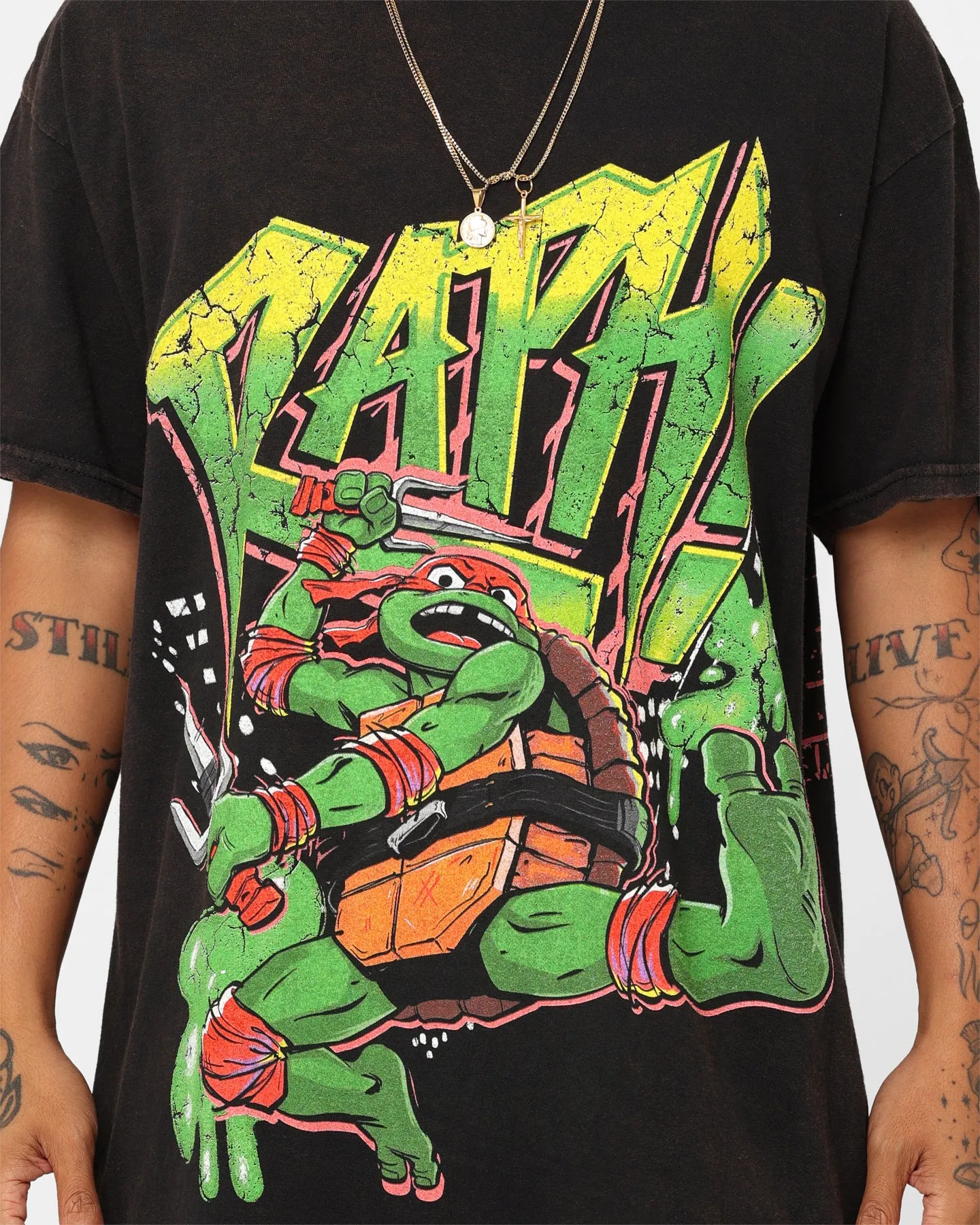 Goat Crew X Teenage Mutant Ninja Turtles Raphael Vintage T-Shirt Black Wash