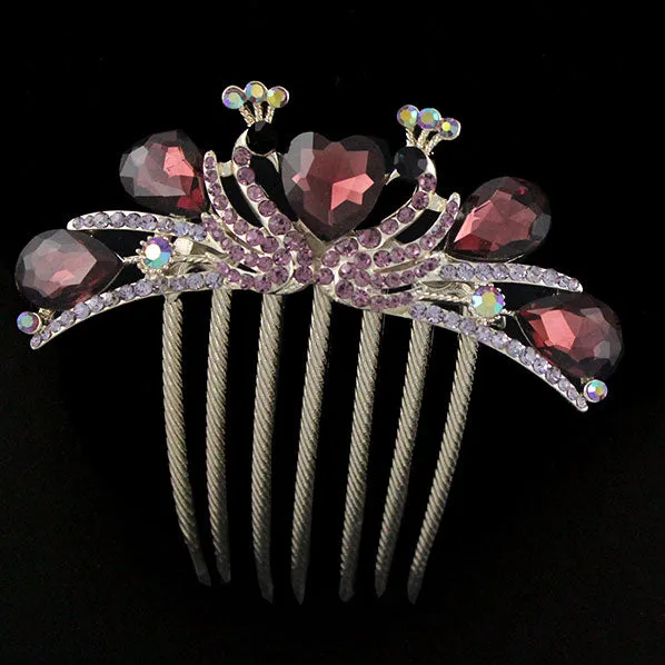 Gold Finish Love Birds Rhinestone French Twist Updo Comb