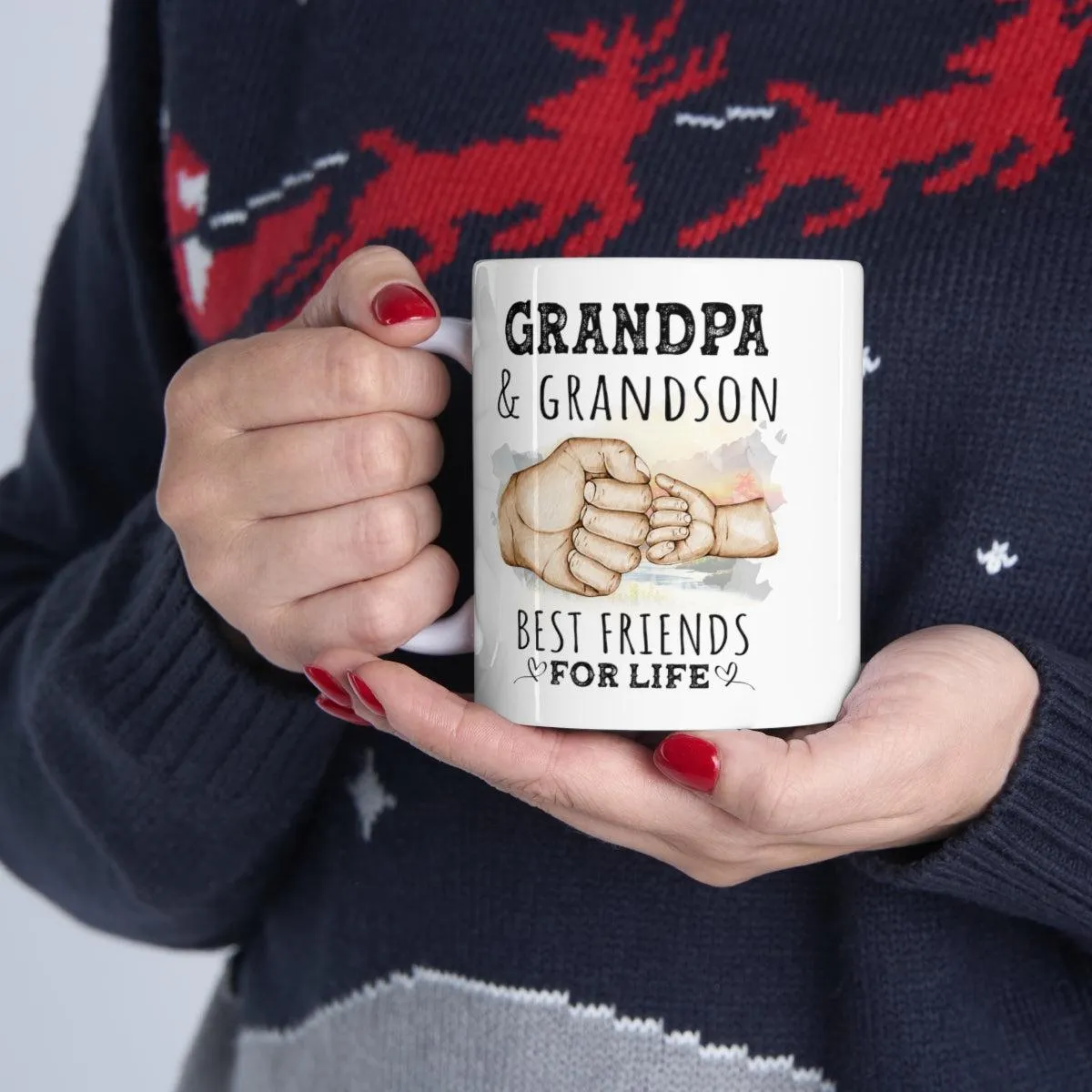 Grandpa And Grandson Best Friends For Life Ceramic Gift From Grandson Mug 11oz