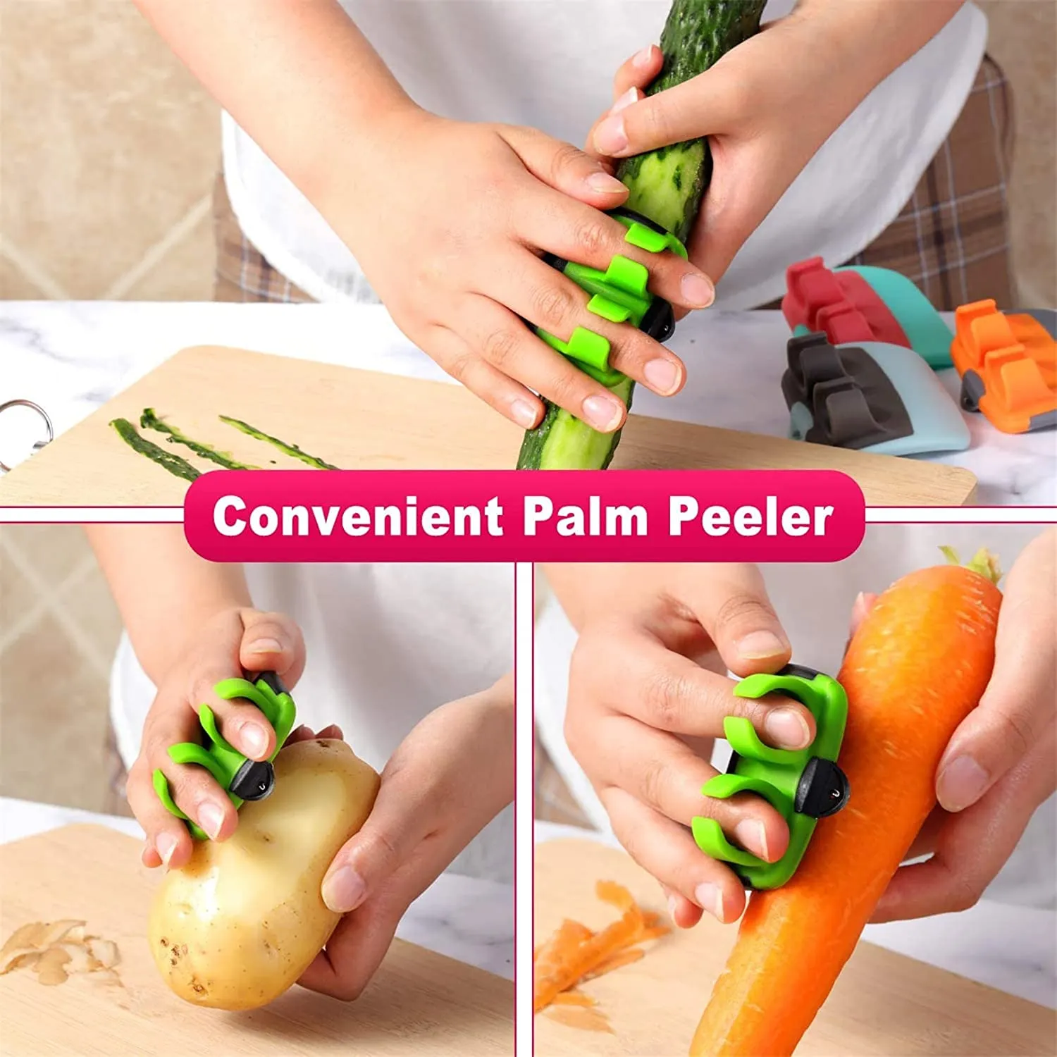 Hand Palm Peeler Fruit Hand Vegetable Peeler Potato with Rubber Finger Grip Kitchen Cooking Tool Cucumber