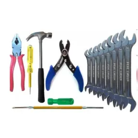 Hand Tool Kit - Plier   Tester   Steel Hammer   Screw Driver   Wire Cutter   8Pc Spanner Set - ht6