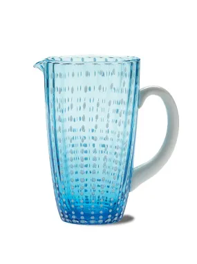 Handblown Italian Glass Carafe, Aquamarine