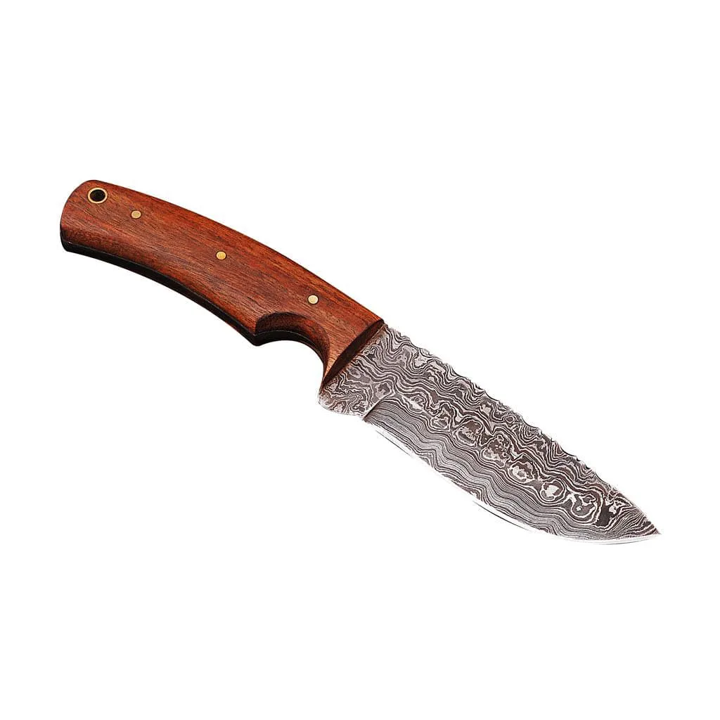 Handmade Damascus Steel Skinner Knife Raindrop Pattern with Leather Sheath KSK1301RED