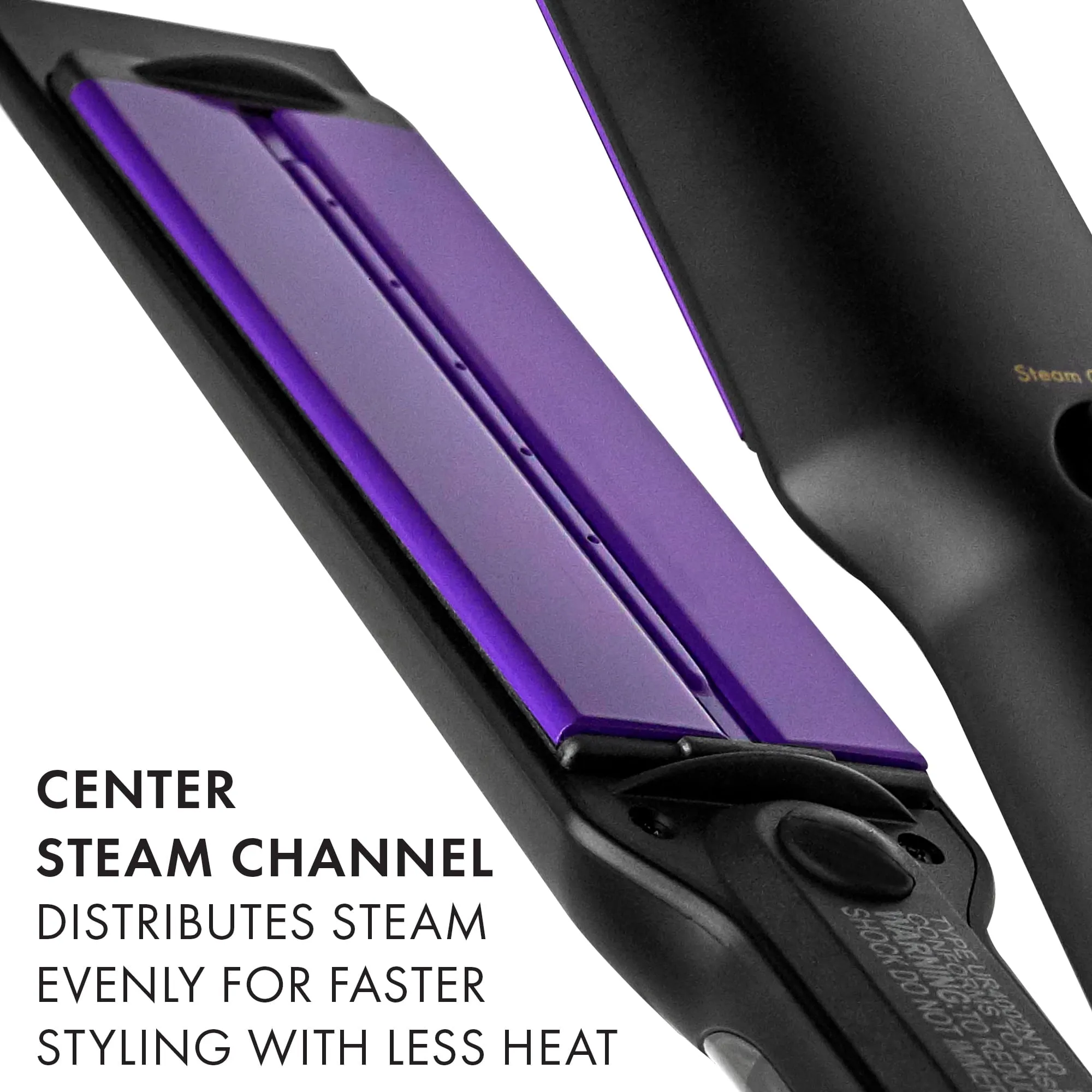 Hot Tools Pro Signature 1-1/2" Charcoal Ceramic Steamstyler Flat Iron, Black