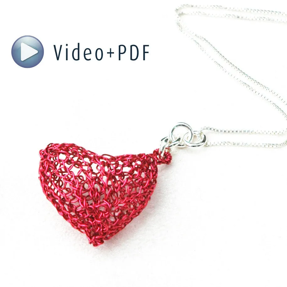 How to crochet a heart , bubble metal knitted heart, VIDEO tutorial