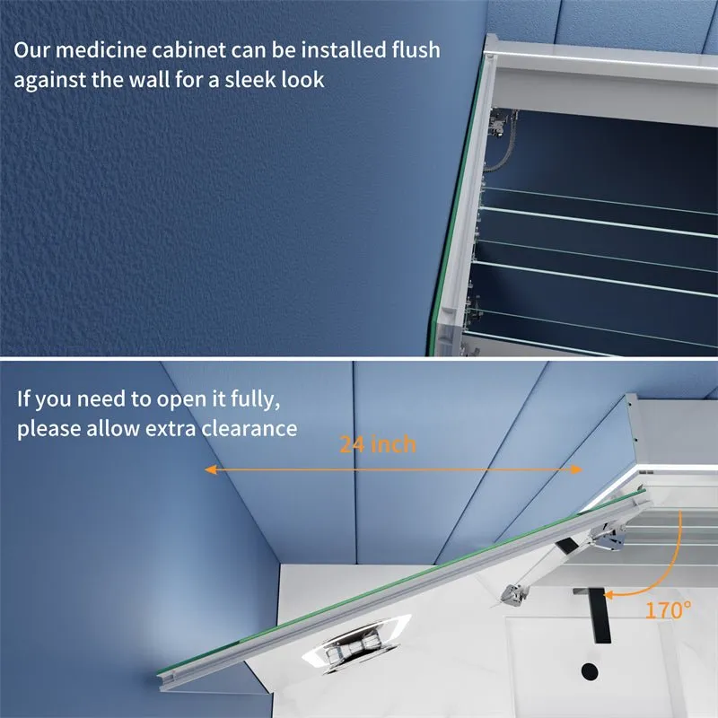 Illusion 72" x 32" LED Lighted Medicine Cabinet with Magnifiers Front and Back Light