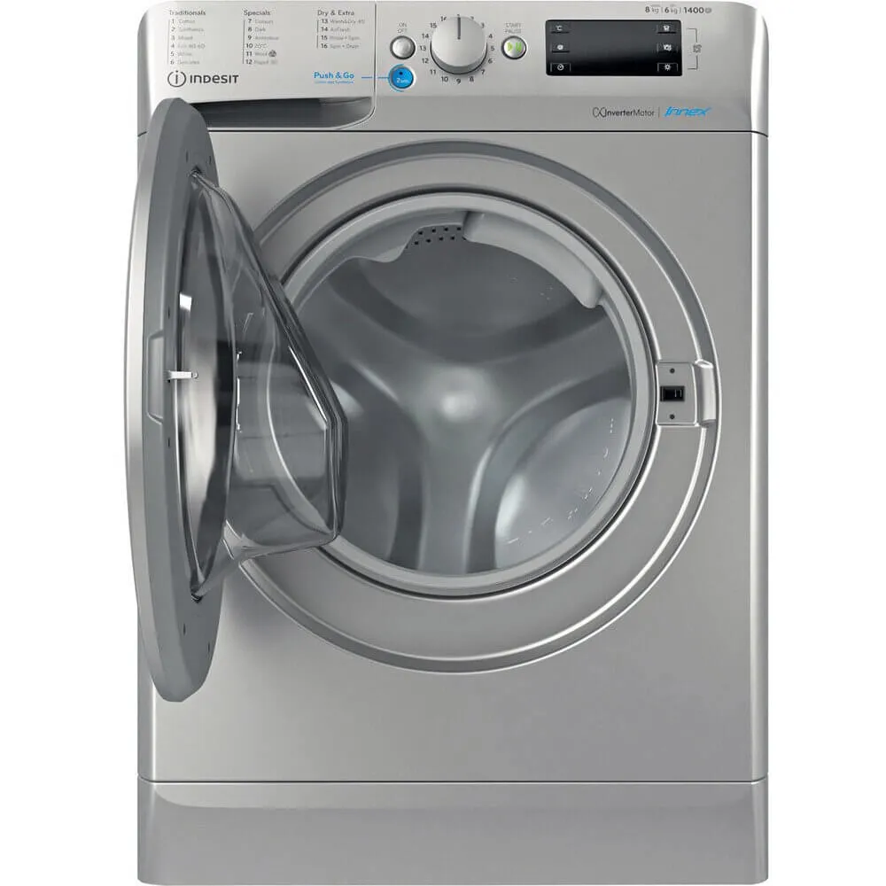 Indesit BDE86436XSUKN 8kg Wash 6kg Dry 1400rpm Freestanding Washer Dryer - Silver