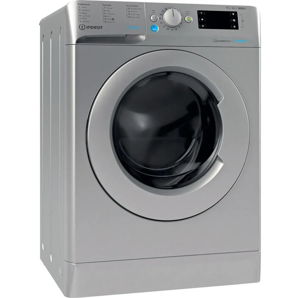 Indesit BDE86436XSUKN 8kg Wash 6kg Dry 1400rpm Freestanding Washer Dryer - Silver