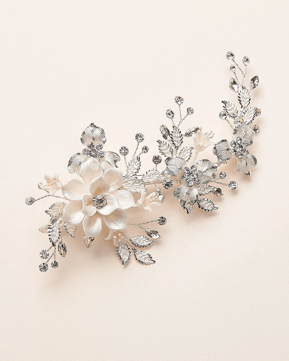 Ivory & Floral Bridal Clip