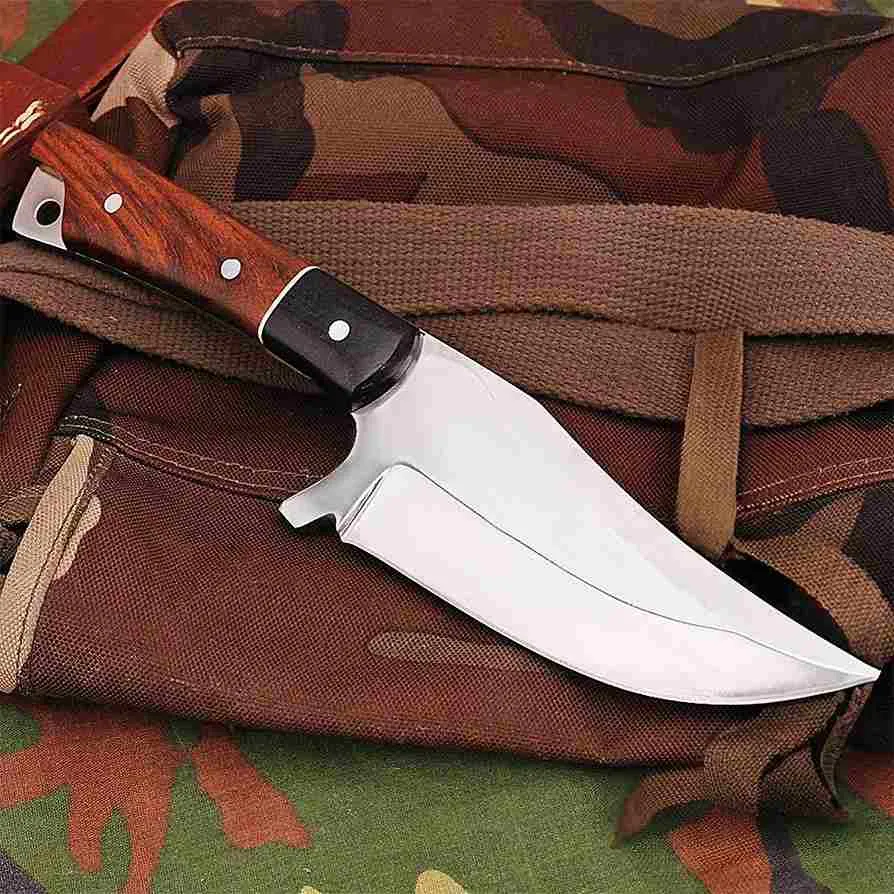 J2 Stainless Steel Skinning Knife with Rosewood Handle & Sheath