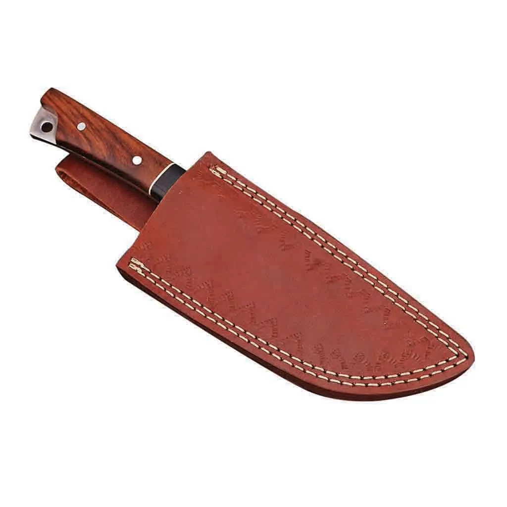 J2 Stainless Steel Skinning Knife with Rosewood Handle & Sheath