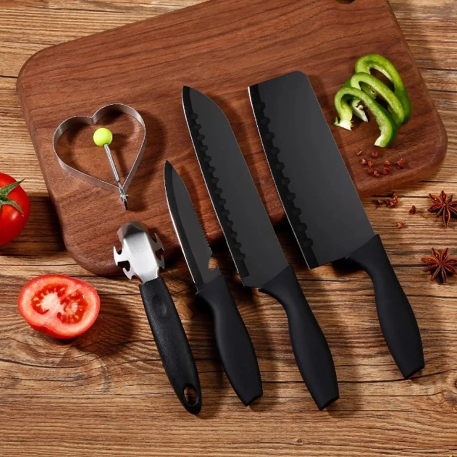 Kitchen Chef Cutlery Stainless Steel Knife Set, Chopping Knife, Chef Knife, Utility Knife, Butcher Knife (Pack of 5pc).