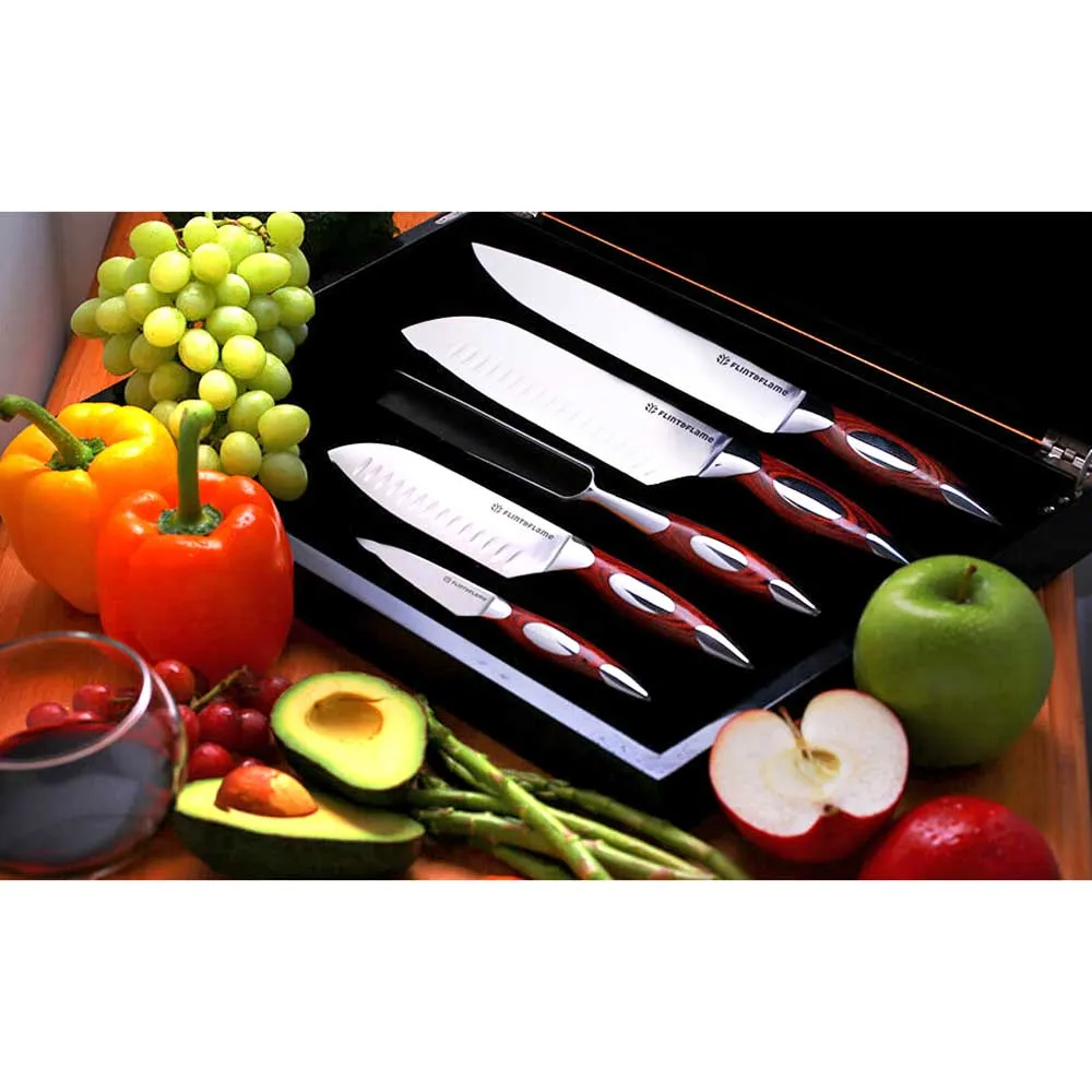 Kitchen Chef Knife Set Five Piece Gourmet by Flint and Flame