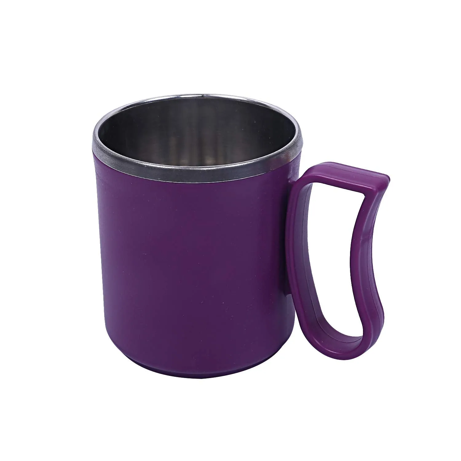 Kuber Industries 10 Pieces Stainless Steel Designer Coffee Mug 250 ML (Orange & Purple)-CTKTC14095