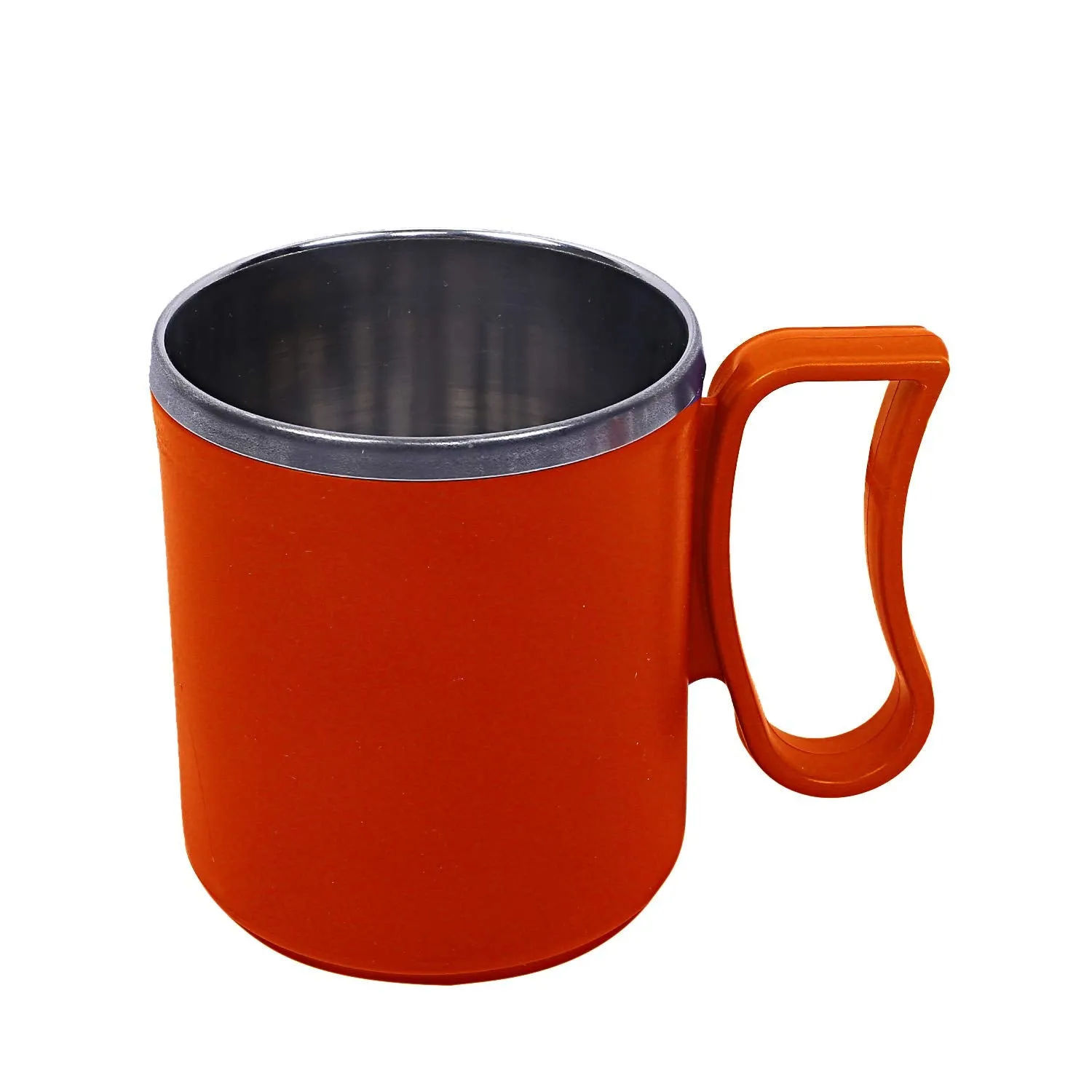 Kuber Industries 10 Pieces Stainless Steel Designer Coffee Mug 250 ML (Orange & Purple)-CTKTC14095