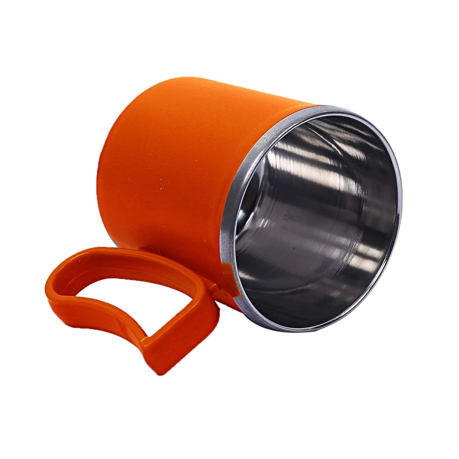 Kuber Industries 10 Pieces Stainless Steel Designer Coffee Mug 250 ML (Orange & Purple)-CTKTC14095