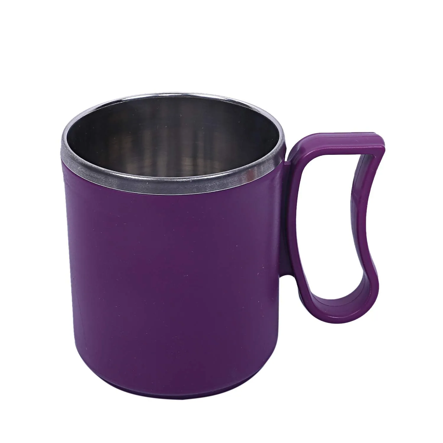 Kuber Industries 10 Pieces Stainless Steel Designer Coffee Mug 250 ML (Orange & Purple)-CTKTC14095