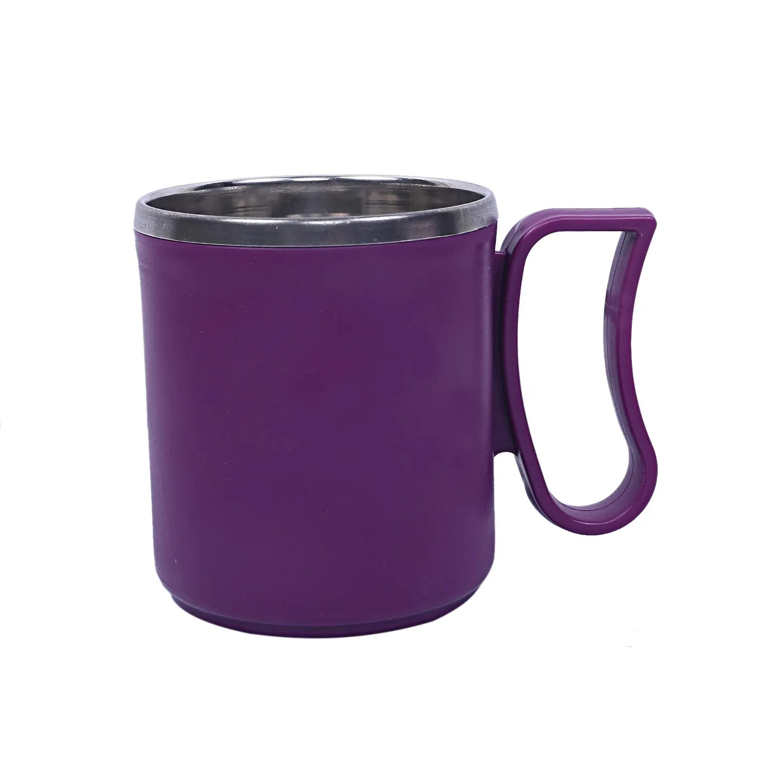 Kuber Industries 10 Pieces Stainless Steel Designer Coffee Mug 250 ML (Orange & Purple)-CTKTC14095