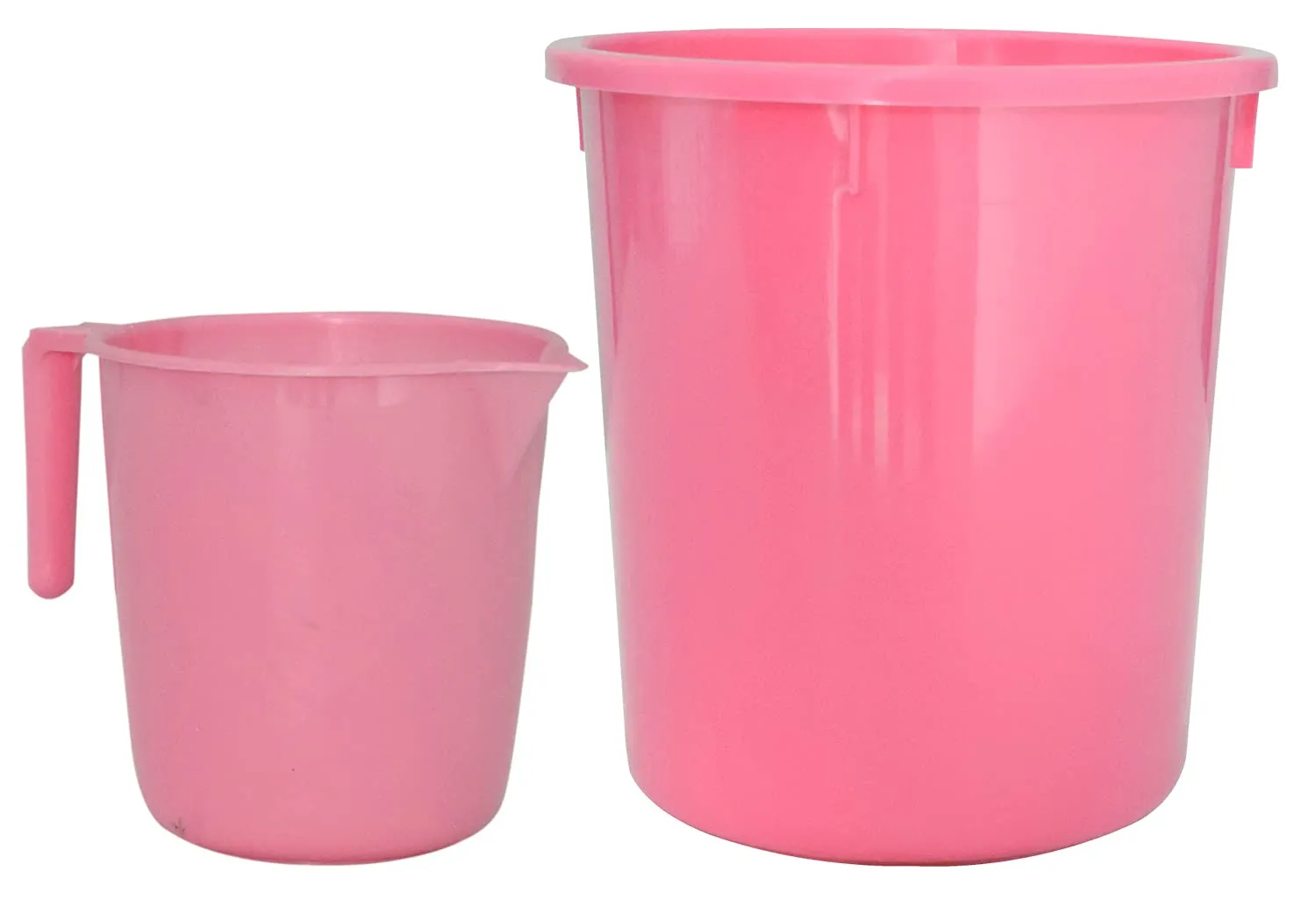 Kuber Industries 2 Pieces Plastic Bathroom Dustbin & Mug Set (Pink)