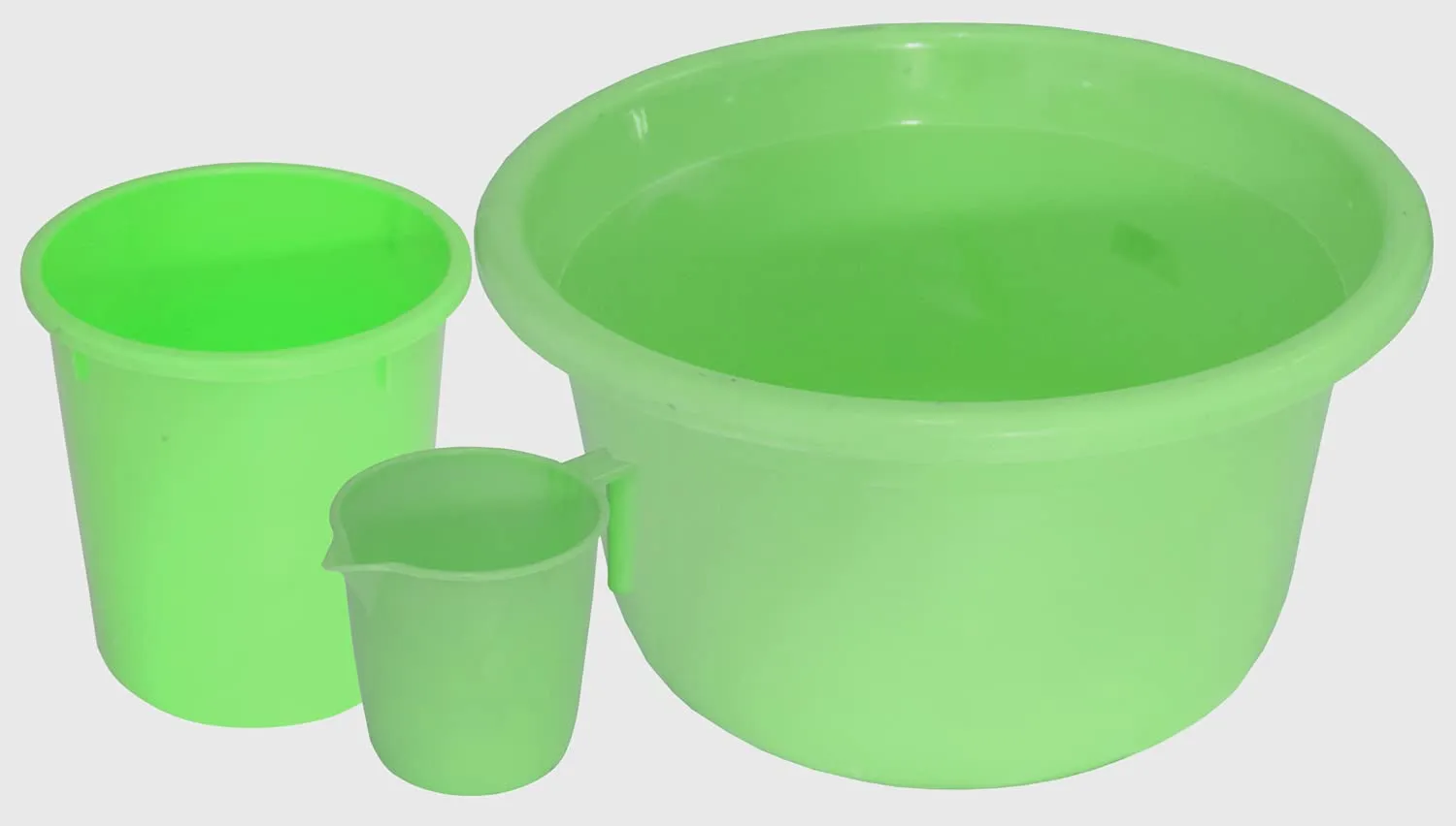 Kuber Industries 3 Pieces Plastic Mug, Dustbin & Tub Set (Green)