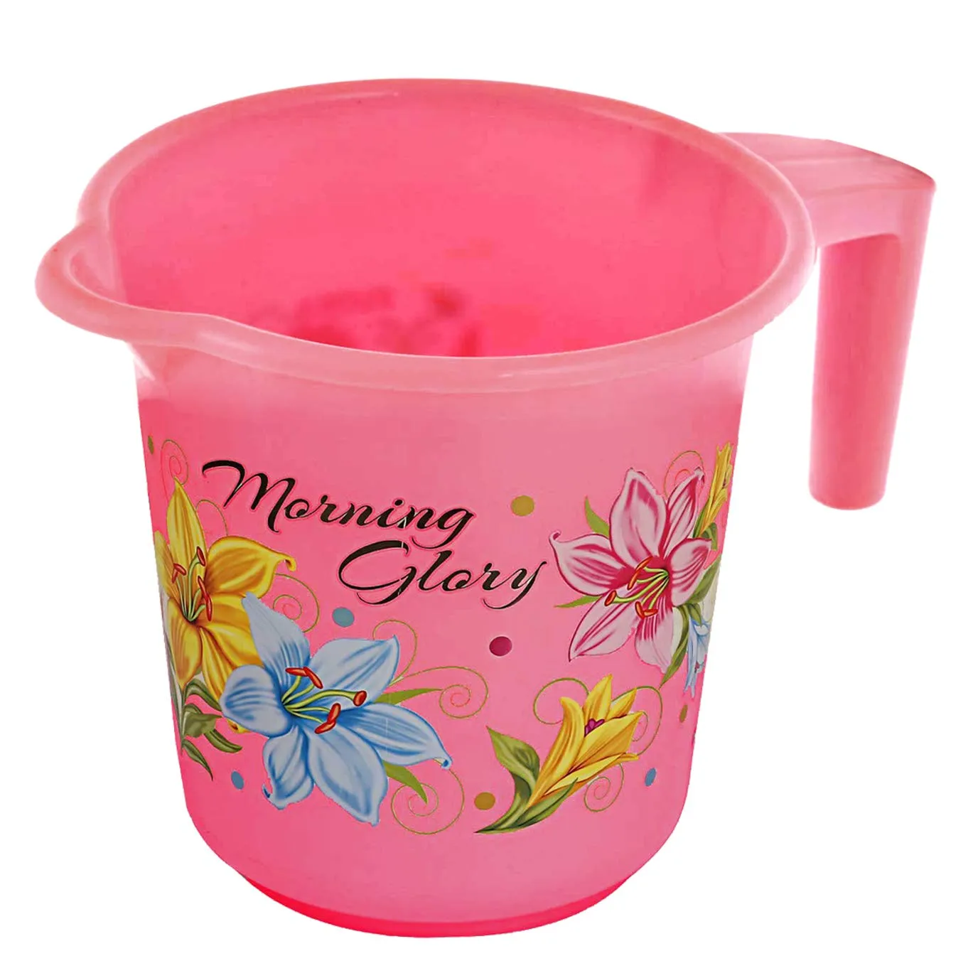 Kuber Industries Printed 2 Pieces Plastic Bathroom Dustbin & Mug Set (Pink)