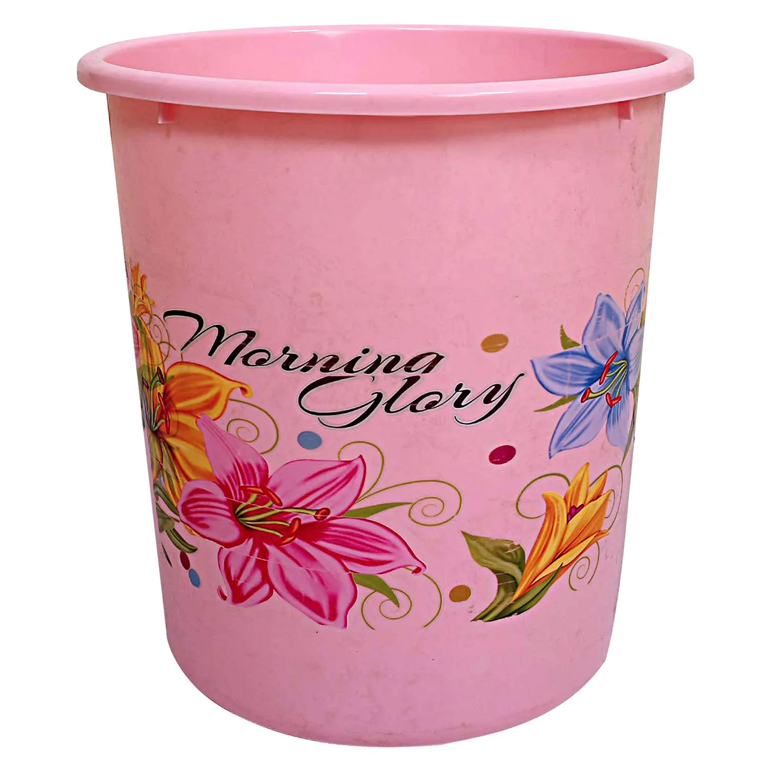 Kuber Industries Printed 2 Pieces Plastic Bathroom Dustbin & Mug Set (Pink)