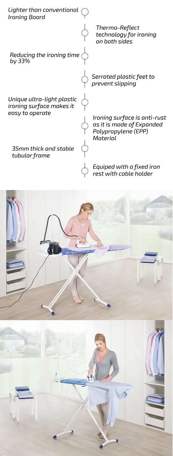 L72563 Ironing Board Airboard Solid M 120 X 38Cm