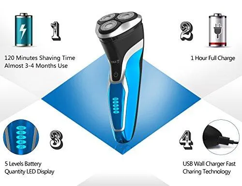 MAX-T Waterproof USB Quick Charge Electric Shaver with Pop Up Trimmer