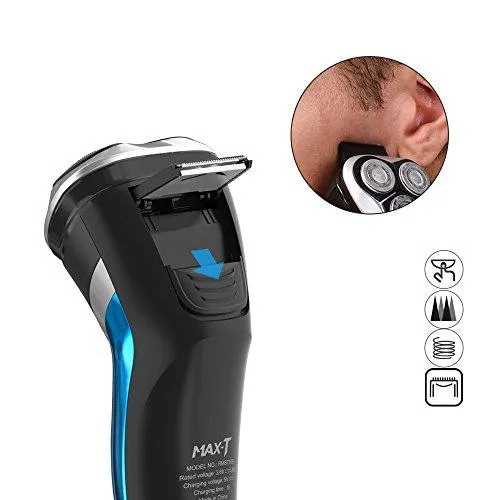 MAX-T Waterproof USB Quick Charge Electric Shaver with Pop Up Trimmer