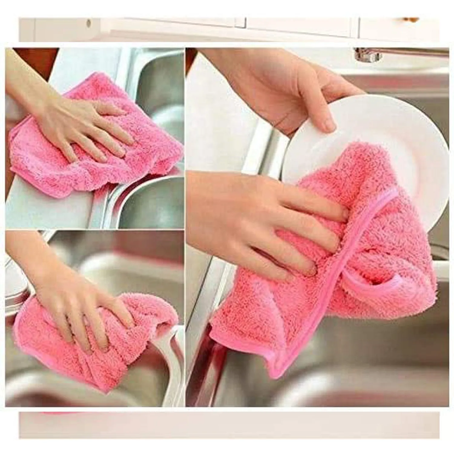 Microfiber wash Basin Hanging Hand Towel Napkin Microfiber Cloth Cartoon Animal Hanging Dishcloths Kitchen Accessories ( 1pc )