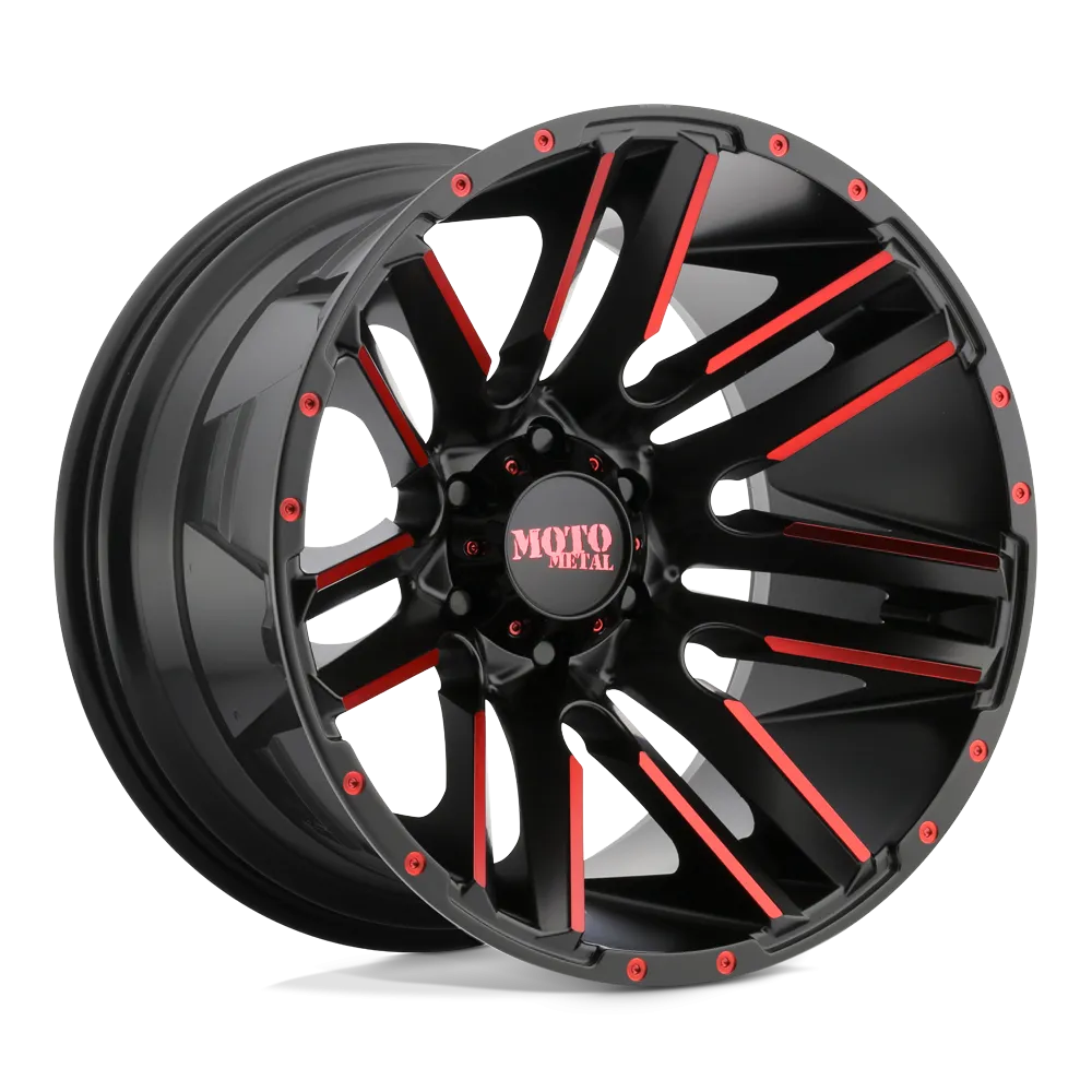 Moto Metal MO978 Razor 20X12 8X165.1 -44 mm Satin Black Machined Red Tint