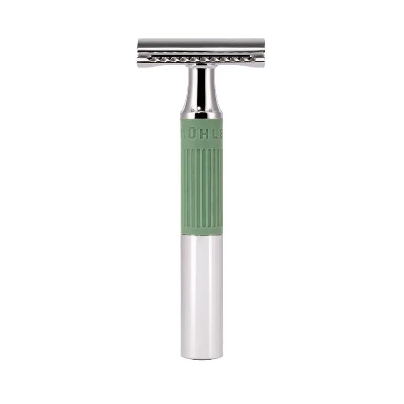 MUHLE Neo, Chrome-plated Metal, Salvia Green, Closed Comb Safety Razor