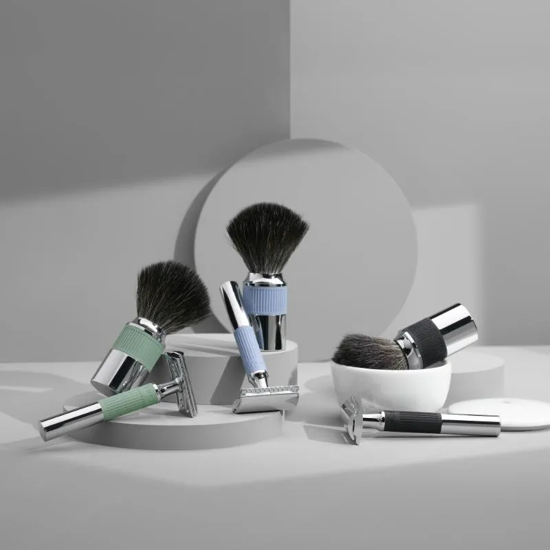 MUHLE Neo, Chrome-plated Metal, Salvia Green, Closed Comb Safety Razor