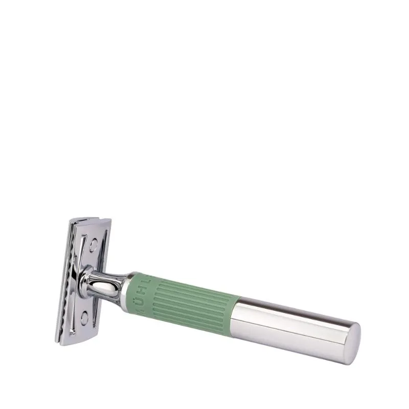 MUHLE Neo, Chrome-plated Metal, Salvia Green, Closed Comb Safety Razor