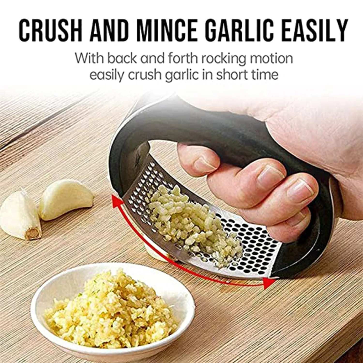 Multipurpose Garlic Presser Squeeze Press Crusher Stainless Steel Kitchen Tools, Quick Handy Ginger Garlic Crusher