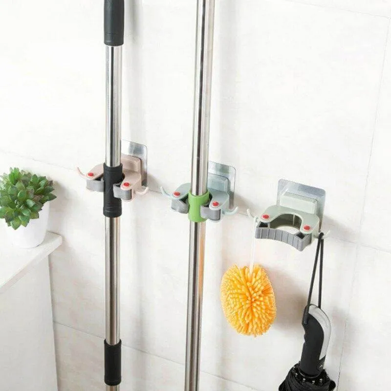 No-Drill Wall Mounted Mop/Broom Hanger