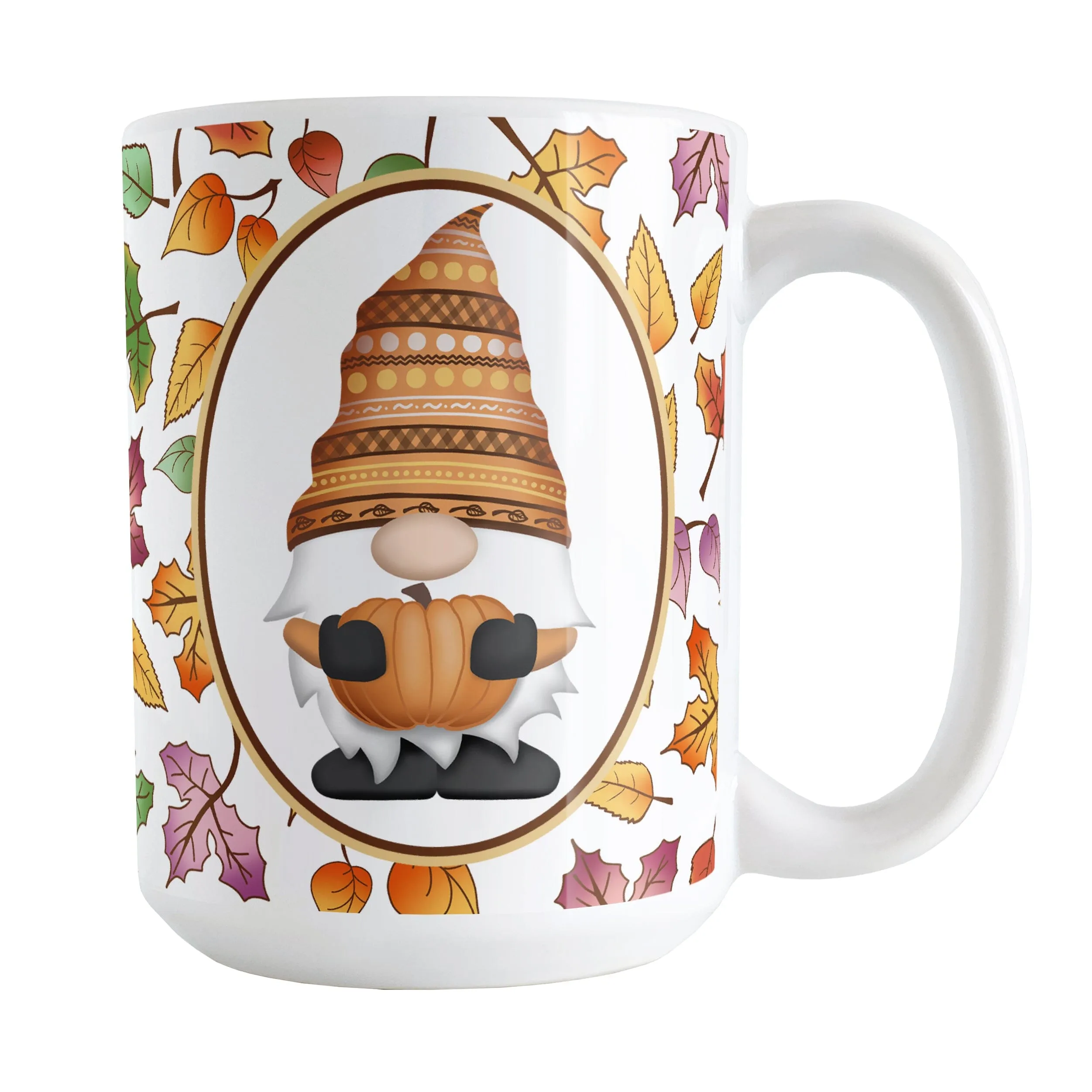 Orange Gnome Fall Leaves Mug