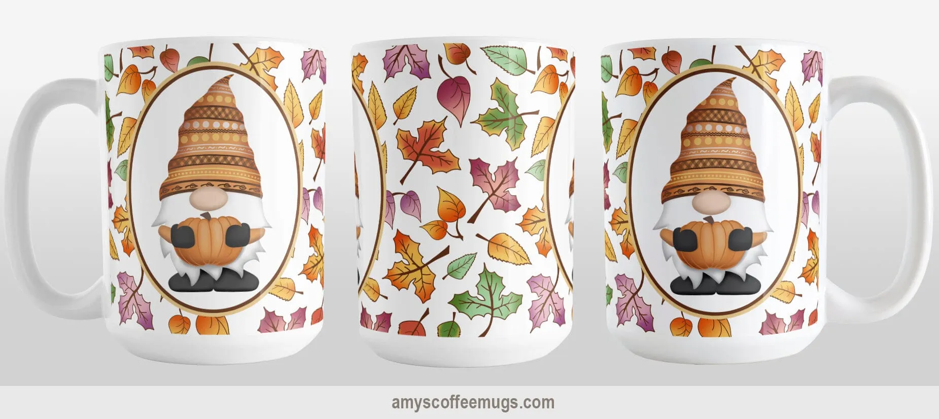 Orange Gnome Fall Leaves Mug